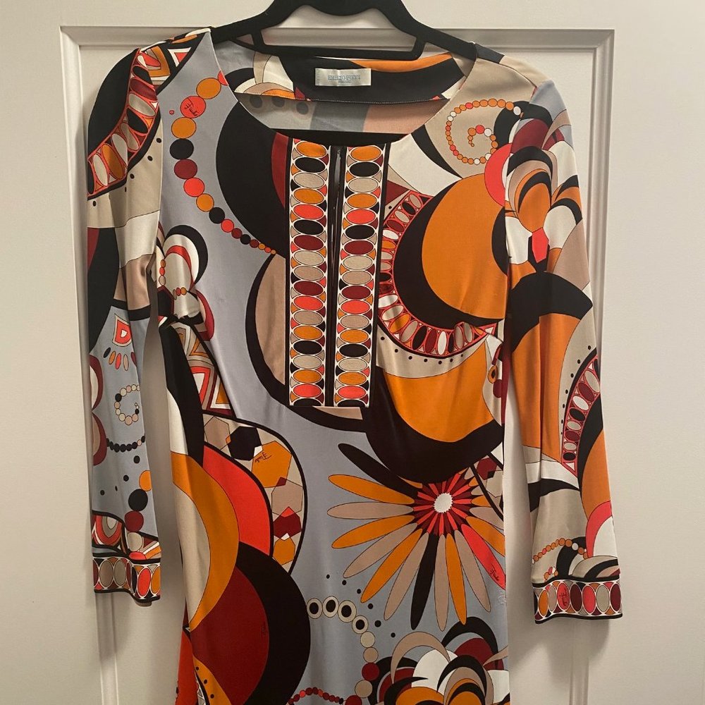 EMILIO PUCCI Multi-Color Orange Black Top Viscose Size US4